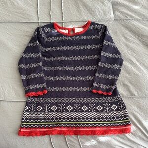 Hannah Anderson Navy and Red Kids Sweater Dress